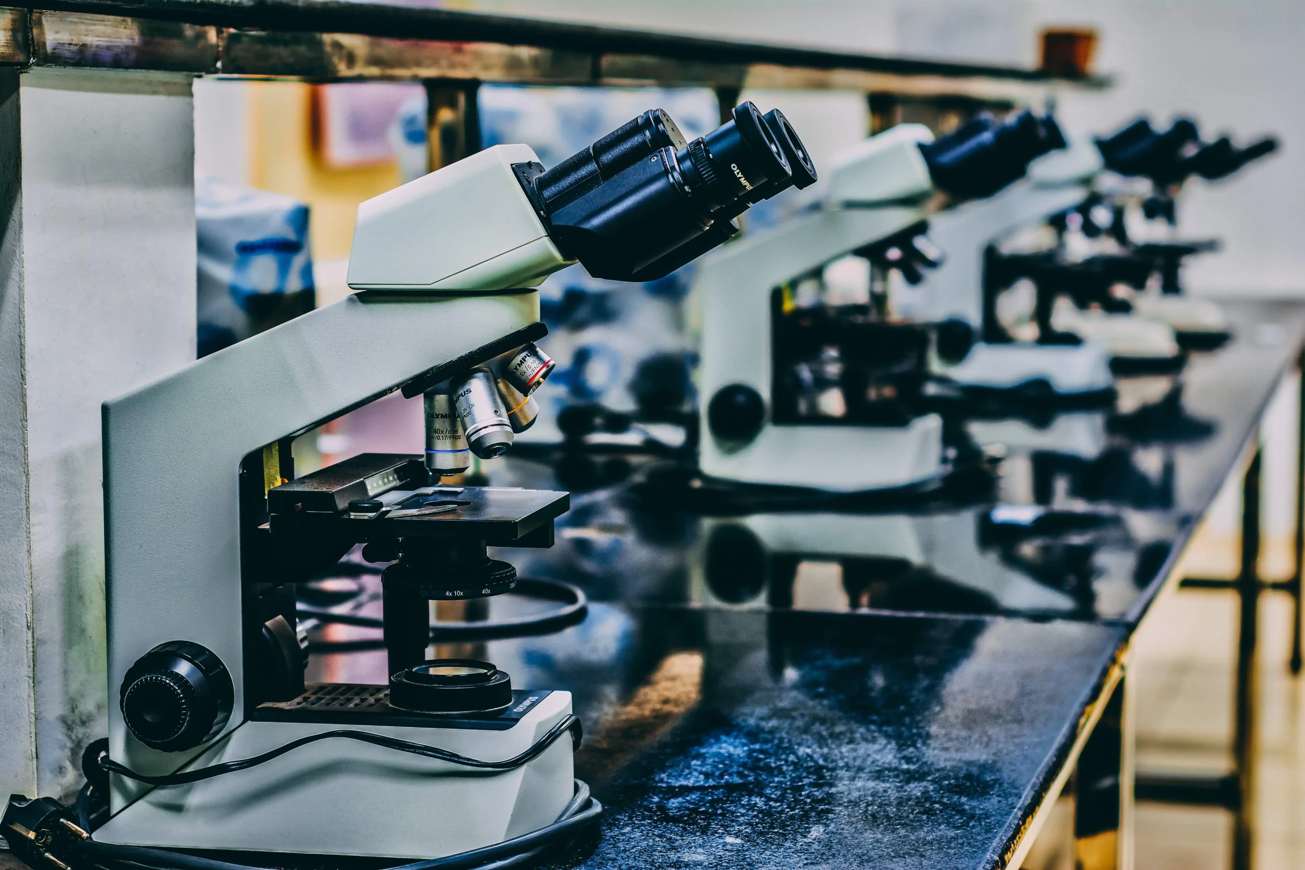 Picture of microscopes in a lab